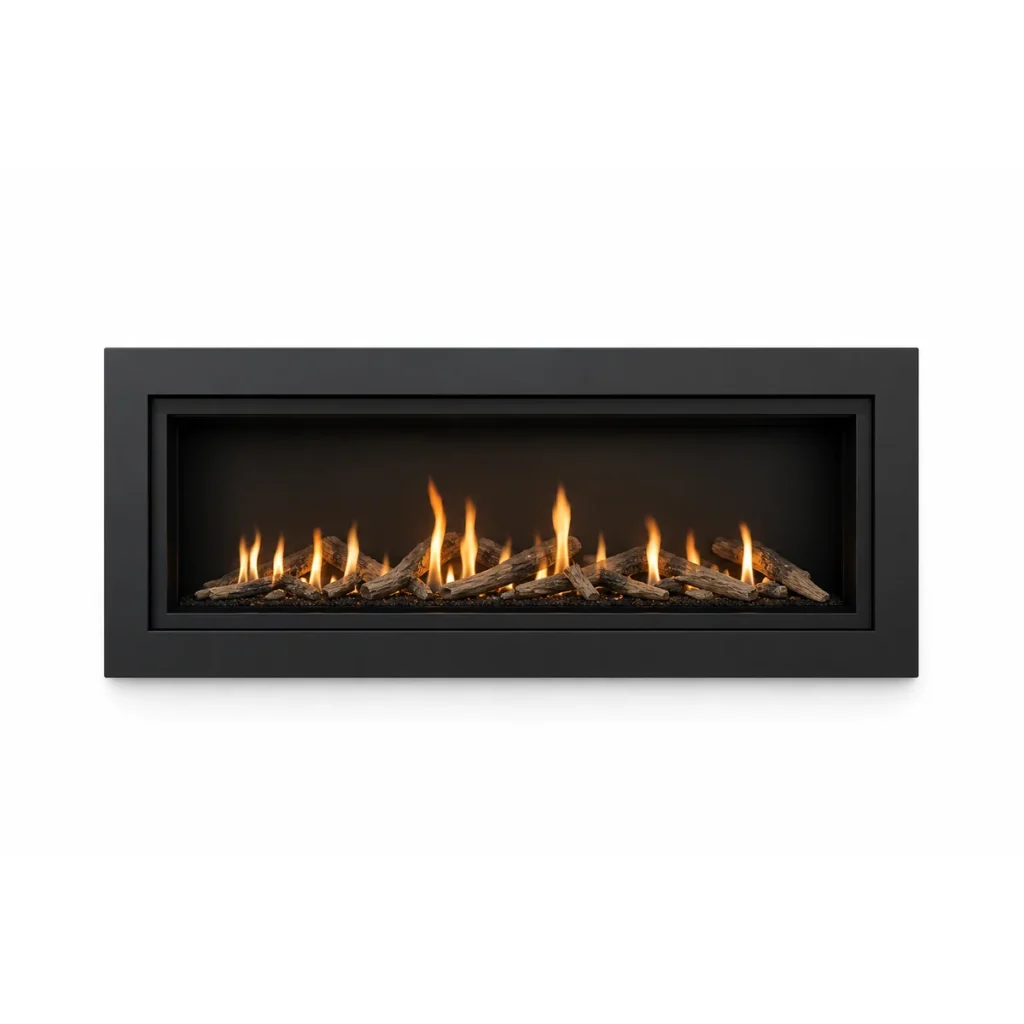 Front-facing gas fireplace